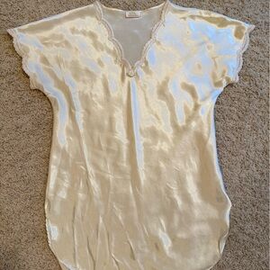 Vintage Silk Satin Camisole with Lace Trim